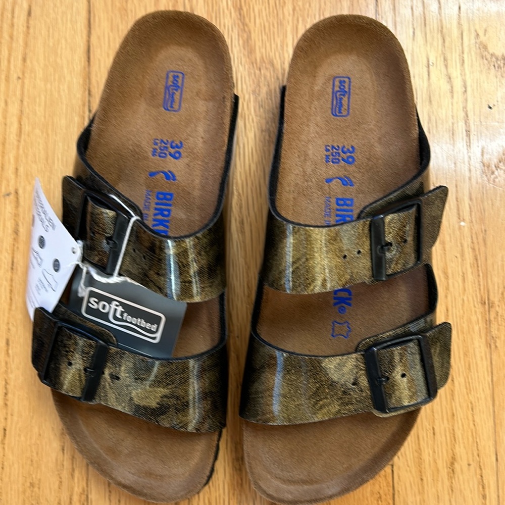 Birkenstocks Arizona Iride Strong Gold sz 39 NIB